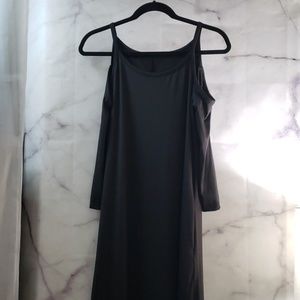 Cozy Lounge Maxi Dress Cold Shoulder 3/4 Sleeve